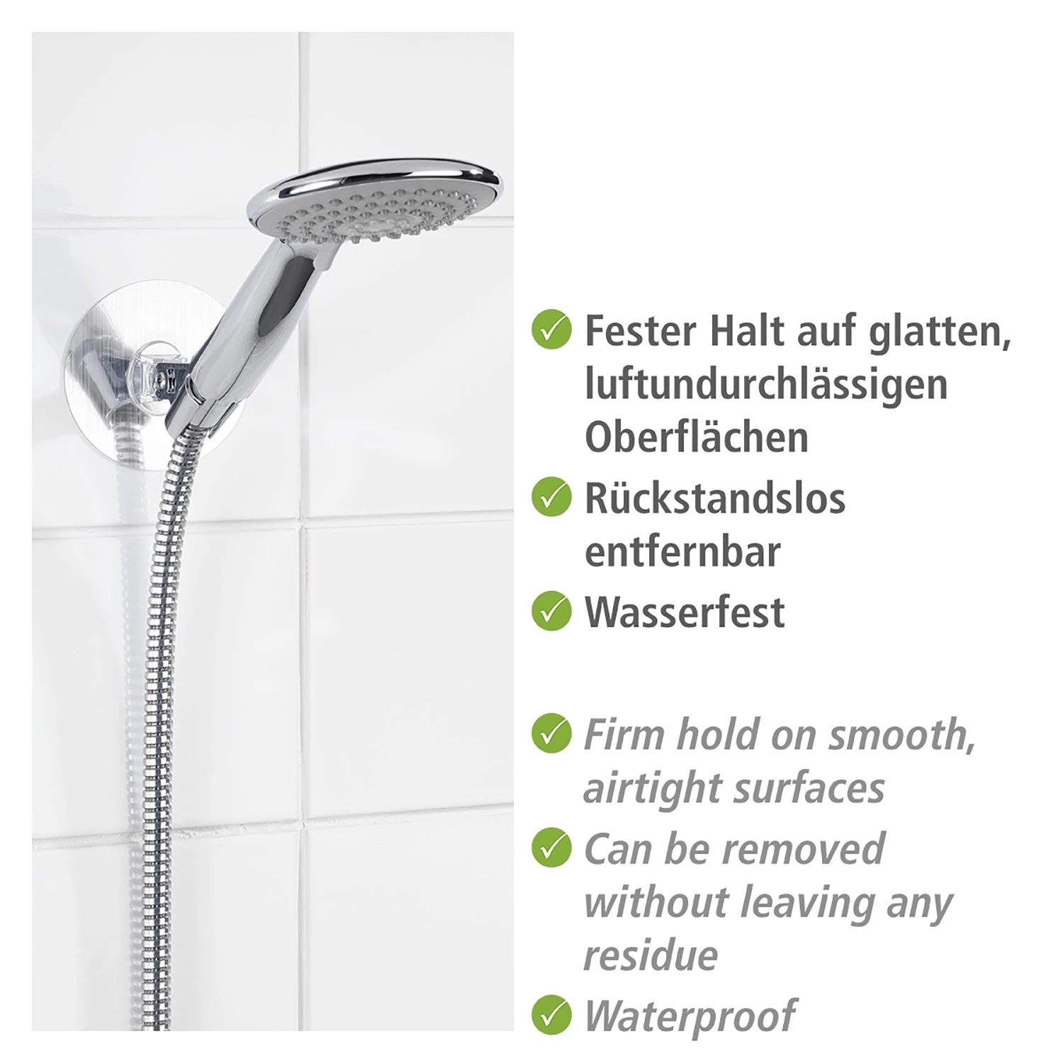 WENKO Porte pommeau de douche Static-Loc Osimo - Matière plastique (PET) / ABS - Argenté 4 WENKO Porte pommeau de douche Static-Loc Osimo - Matière plastique (PET) / ABS - Argenté – Image 4