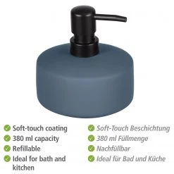 WENKO Distributeur de savon Avellino - Céramique - Bleu -Accessoires de salle de bain Soldes 1000333284 220218 030 DETAILS P000000001000333284