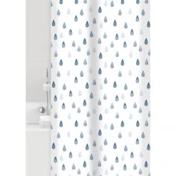Grund Rideau de douche Drops - Polyester PVC - Bleu