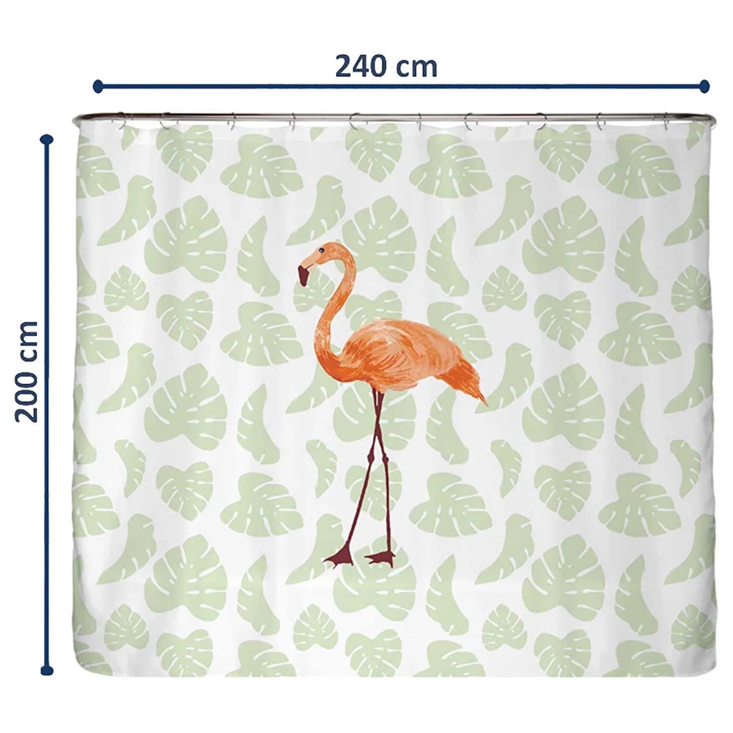 Arteneur Rideau de douche Flamant Rose - Polyester - Multicolore - 240 x 200 cm 2 Arteneur Rideau de douche Flamant Rose - Polyester - Multicolore - 240 x 200 cm – Image 2