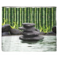 Arteneur Rideau de douche PS recyclé Spa - Polyester - Vert - 240 x 200 cm