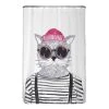 Arteneur Rideau de douche PS recyclé Chat Hipster - Polyester - Multicolore - 120 x 200 cm
