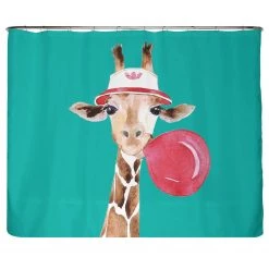 Arteneur Rideau de douche PS recyclé Girafe - Polyester - Multicolore - 240 x 200 cm