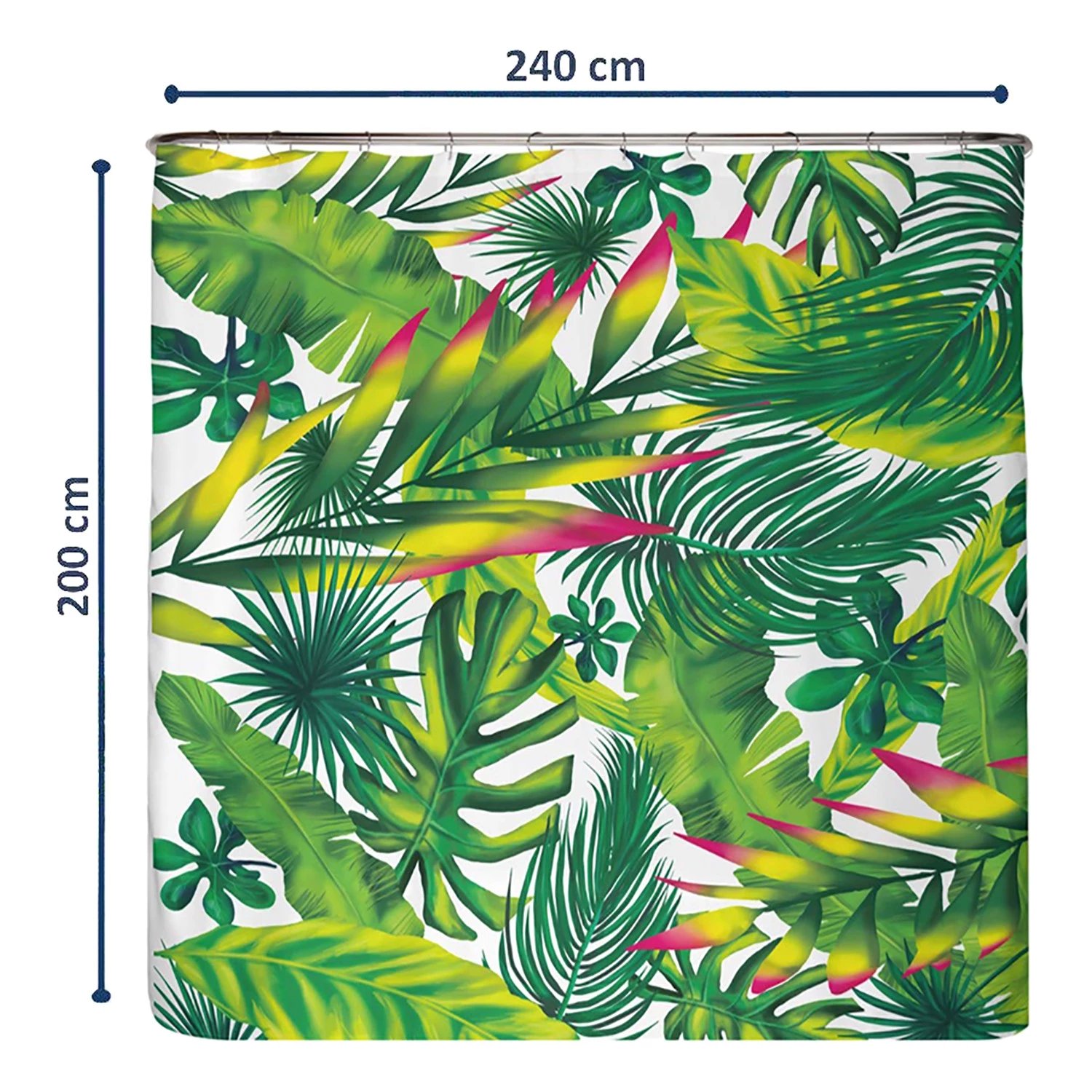 Arteneur Rideau de douche anti-moisissures Jungle - Polyester - Vert - 240 x 200 cm 2 Arteneur Rideau de douche anti-moisissures Jungle - Polyester - Vert - 240 x 200 cm – Image 2