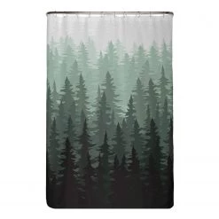Arteneur Rideau de douche anti-moisissures Sapins - Polyester - Vert - 120 x 200 cm