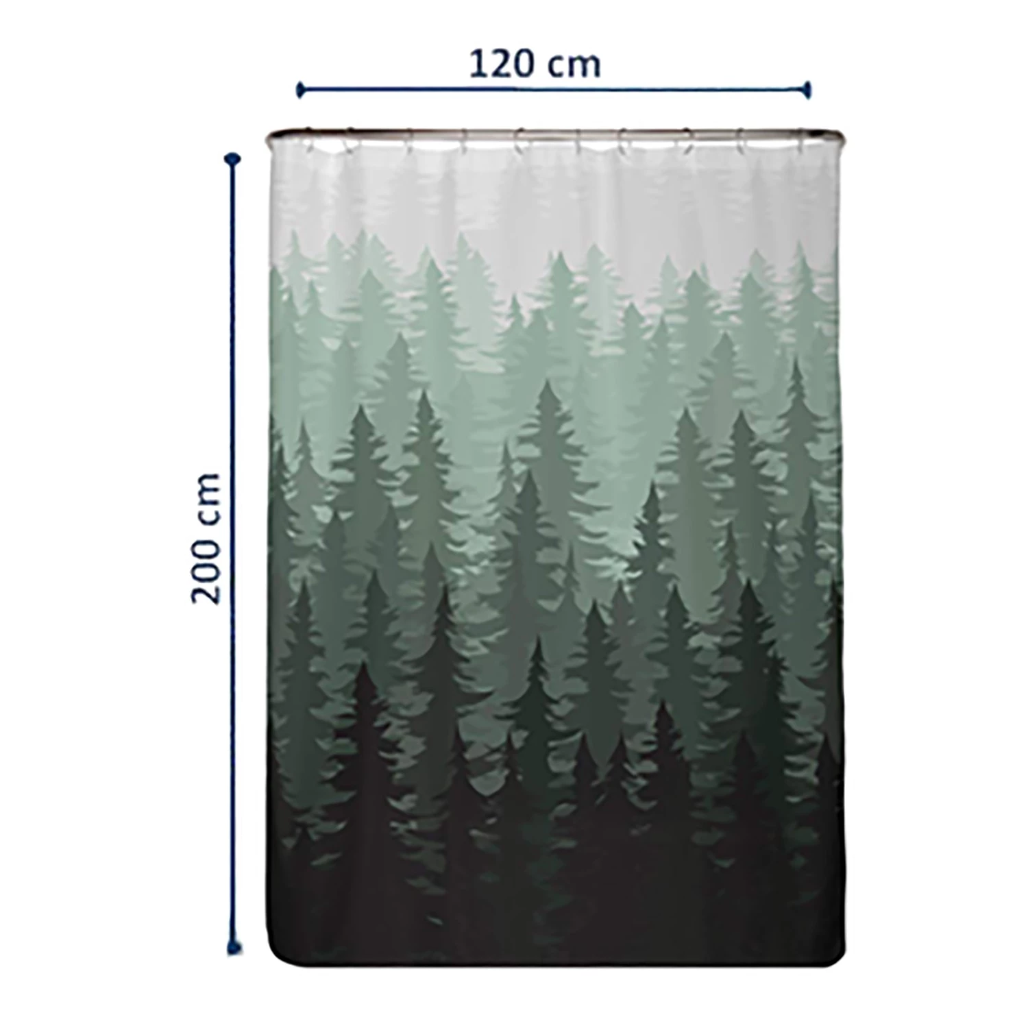 Arteneur Rideau de douche anti-moisissures Sapins - Polyester - Vert - 120 x 200 cm 2 Arteneur Rideau de douche anti-moisissures Sapins - Polyester - Vert - 120 x 200 cm – Image 2
