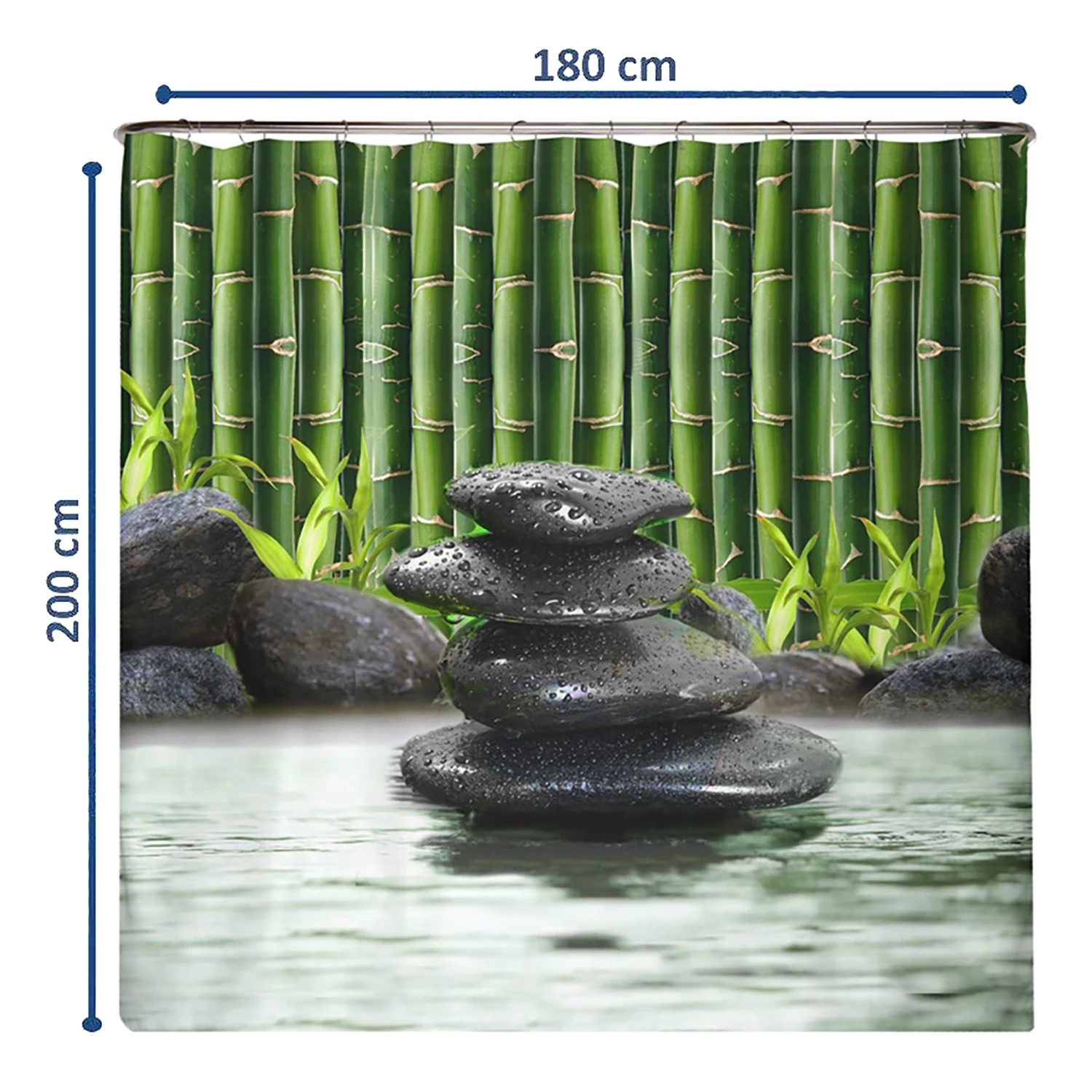 Arteneur Rideau de douche anti-moisissures Spa - Polyester - Vert - 180 x 200 cm 2 Arteneur Rideau de douche anti-moisissures Spa - Polyester - Vert - 180 x 200 cm – Image 2