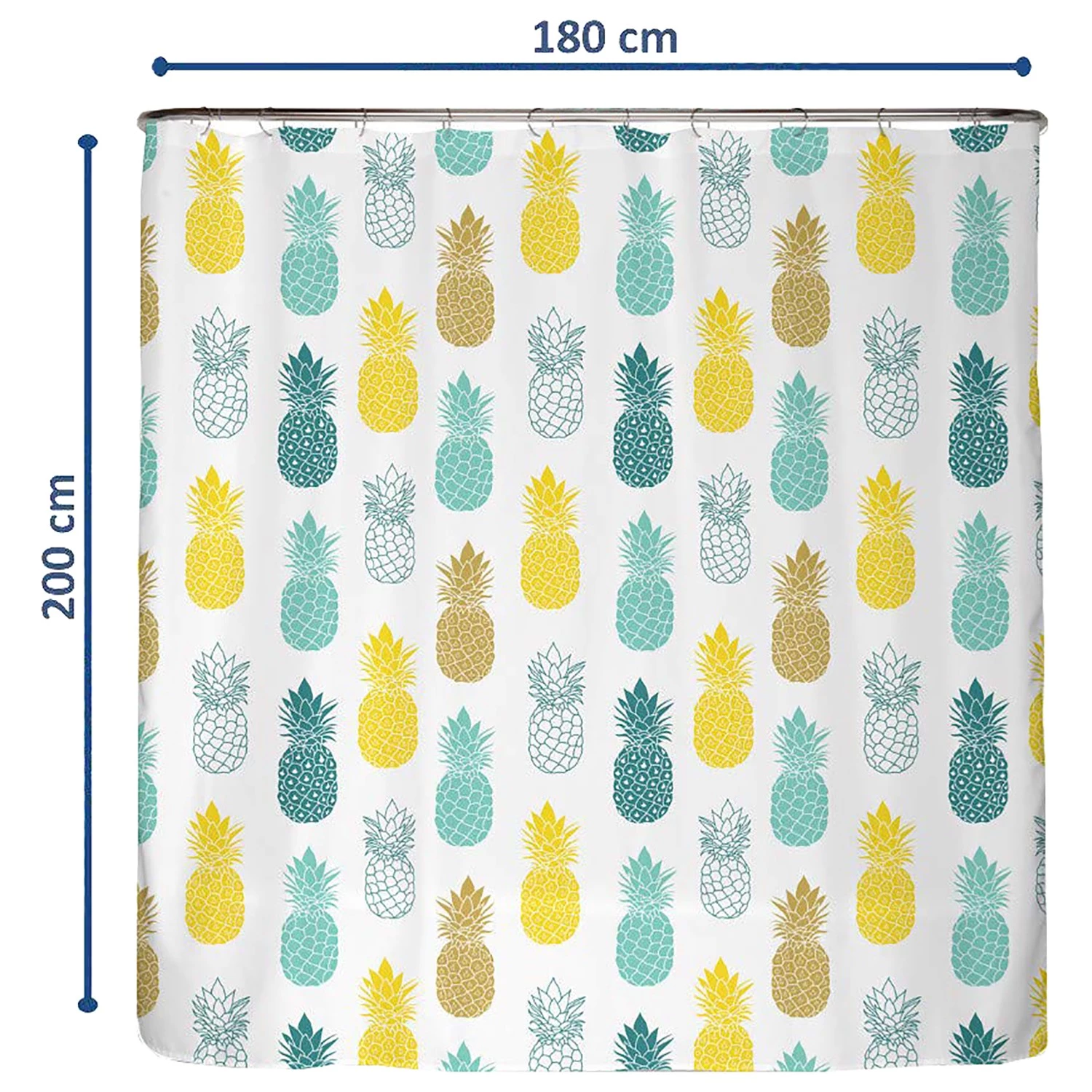 Arteneur Rideau de douche anti-moisissures Ananas - Polyester - Multicolore - 180 x 200 cm 2 Arteneur Rideau de douche anti-moisissures Ananas - Polyester - Multicolore - 180 x 200 cm – Image 2