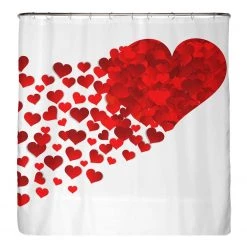 Arteneur Rideau de douche PS recyclé Cœur - Polyester - Rouge / Blanc