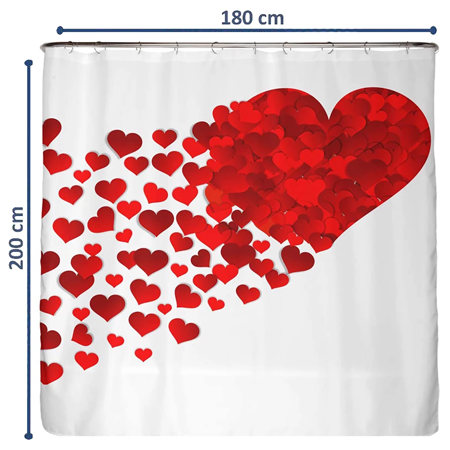 Arteneur Rideau de douche PS recyclé Cœur - Polyester - Rouge / Blanc 2 Arteneur Rideau de douche PS recyclé Cœur - Polyester - Rouge / Blanc – Image 2