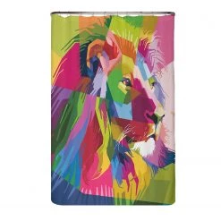 Arteneur Rideau de douche PS recyclé Lion - Polyester - Multicolore - 120 x 200 cm
