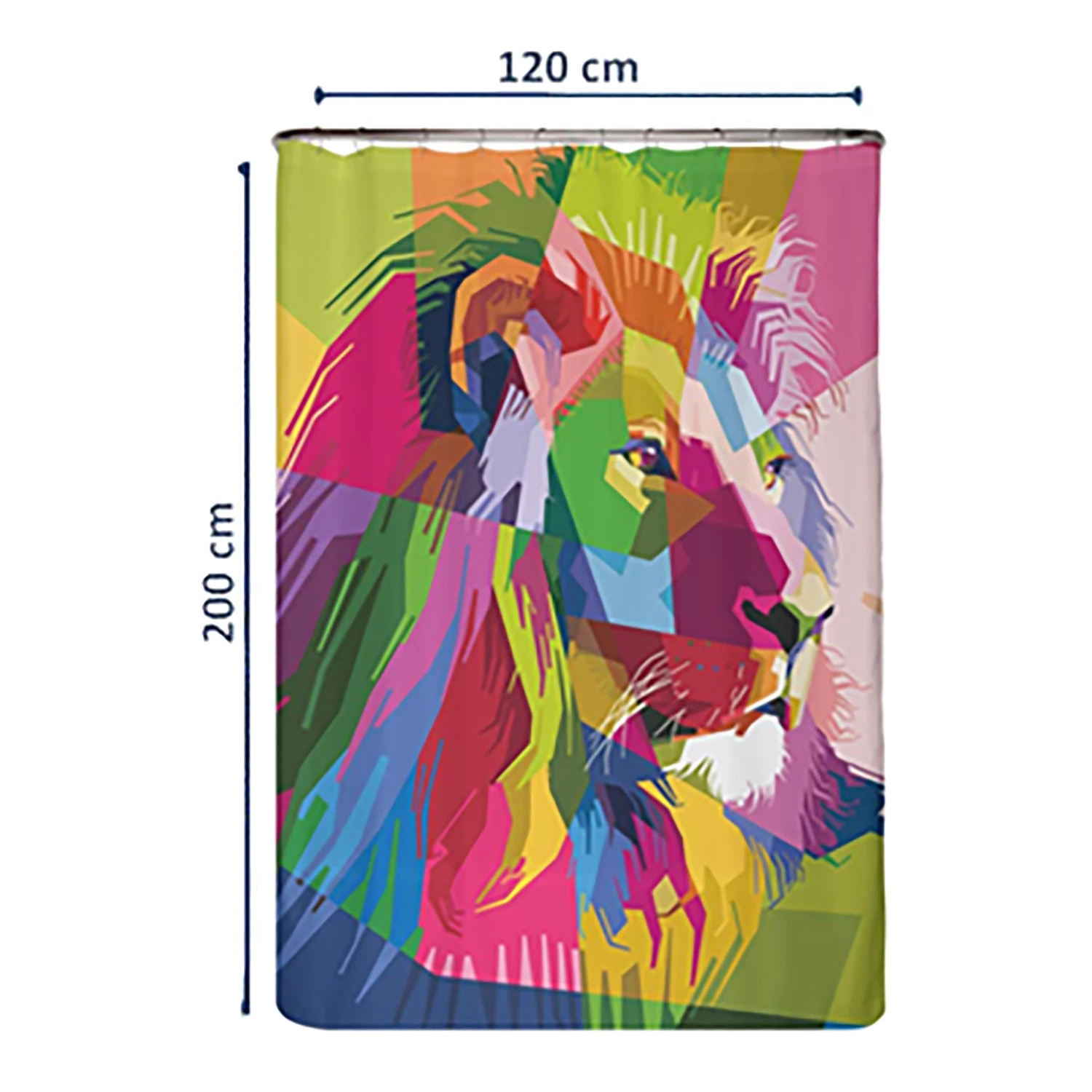 Arteneur Rideau de douche PS recyclé Lion - Polyester - Multicolore - 120 x 200 cm 2 Arteneur Rideau de douche PS recyclé Lion - Polyester - Multicolore - 120 x 200 cm – Image 2