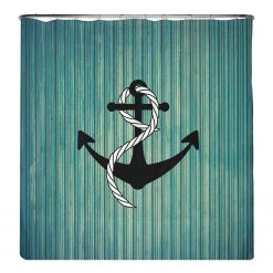 Arteneur Rideau de douche PS recyclé Ancre - Polyester - Bleu pétrole - 180 x 200 cm