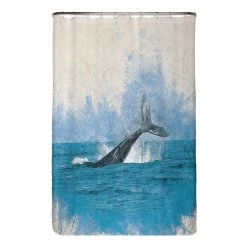 Arteneur Rideau de douche anti-moisi Baleine II - Polyester - Bleu