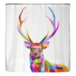 Arteneur Rideau de douche anti-moisissures Cerf - Polyester - Multicolore