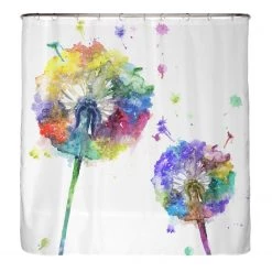 Arteneur Rideau de douche anti-moisi Pissenlit - Polyester - Multicolore - 180 x 200 cm