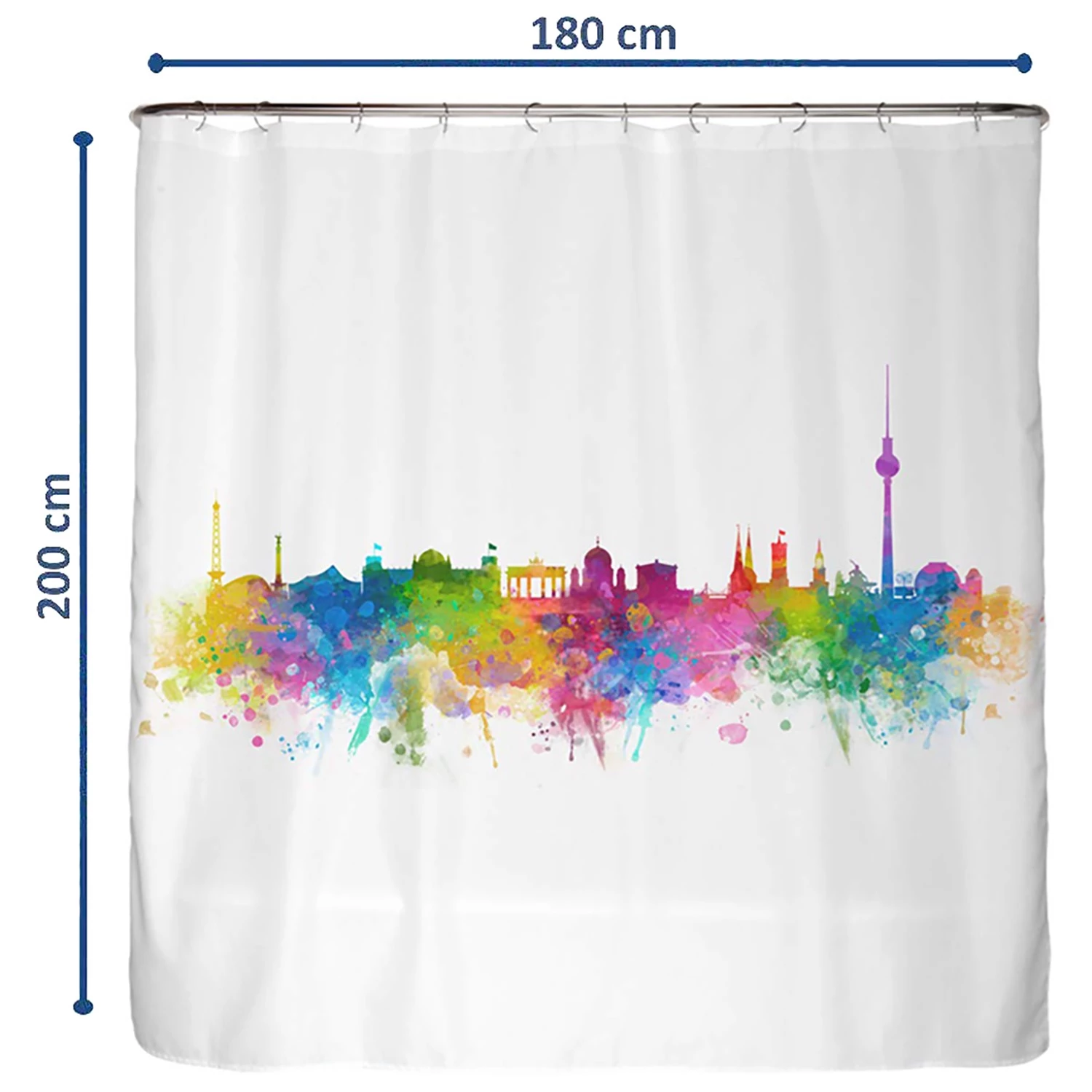 Arteneur Rideau de douche anti-moisissures Berlin - Polyester - Multicolore 2 Arteneur Rideau de douche anti-moisissures Berlin - Polyester - Multicolore – Image 2