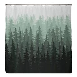 Arteneur Rideau de douche PS recyclé Sapin - Polyester - Vert - 200 x 220 cm