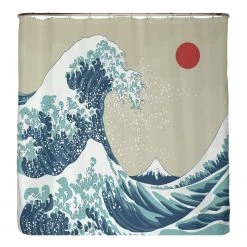 Arteneur Rideau de douche anti-moisissures Vague - Polyester - Bleu