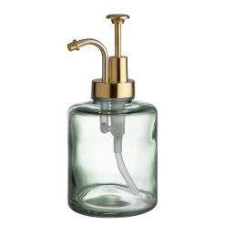 Butlers Distributeur de savon SAVOIE - Verre transparent / Acier inoxydable - Vert / Doré