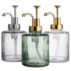 Butlers Distributeur de savon SAVOIE - Verre transparent / Acier inoxydable - Vert / Doré -Accessoires de salle de bain Soldes 1000364950 220802 040 DETAILS P000000001000364950