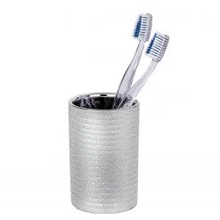 WENKO Accessoires de salle de bain Polaris - 3 éléments - Céramique - Argenté -Accessoires de salle de bain Soldes accessoire set polaris 3 teilig keramik silber 4230440