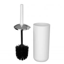 WENKO Accessoires de salle de bain Brasil - 2 éléments - Matière synthétique - Blanc / Argenté -Accessoires de salle de bain Soldes accessoires set brasil 2 teilig kunststoff weiss silber 4557052