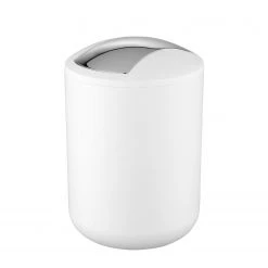 WENKO Accessoires de salle de bain Brasil - 2 éléments - Matière synthétique - Blanc / Argenté -Accessoires de salle de bain Soldes accessoires set brasil 2 teilig kunststoff weiss silber 4557056