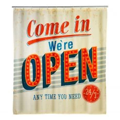 WENKO Rideau de douche Vintage Open - Fibres synthétiques - Jaune / Orange