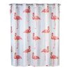 WENKO Rideau de douche Flamingo Flex - Fibres synthétiques - Blanc / Rose vif