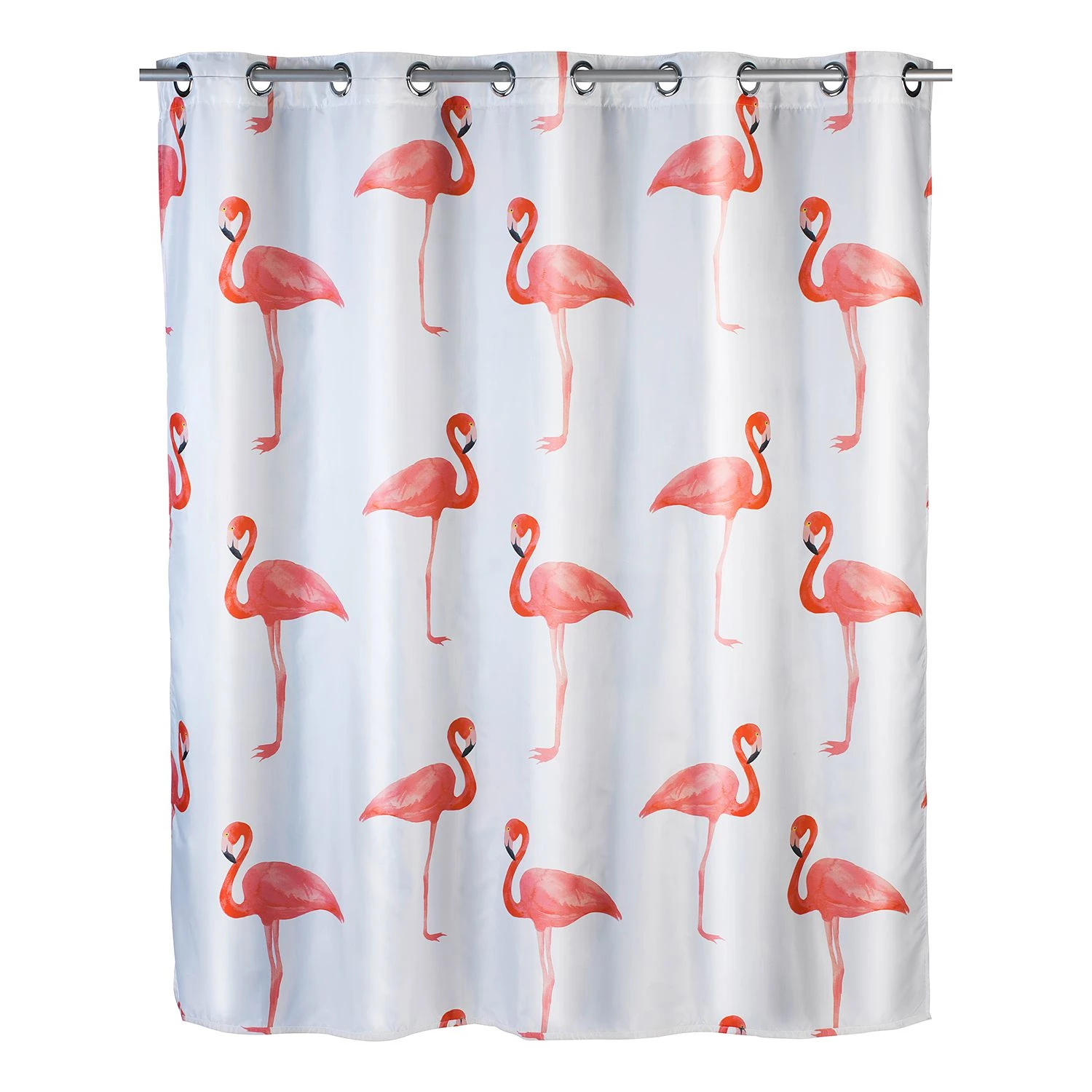 WENKO Rideau de douche Flamingo Flex - Fibres synthétiques - Blanc / Rose vif 1 WENKO Rideau de douche Flamingo Flex - Fibres synthétiques - Blanc / Rose vif