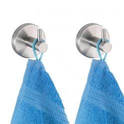 WENKO Crochets muraux Uno Bosio (lot de 2) - Acier inoxydable - Argenté